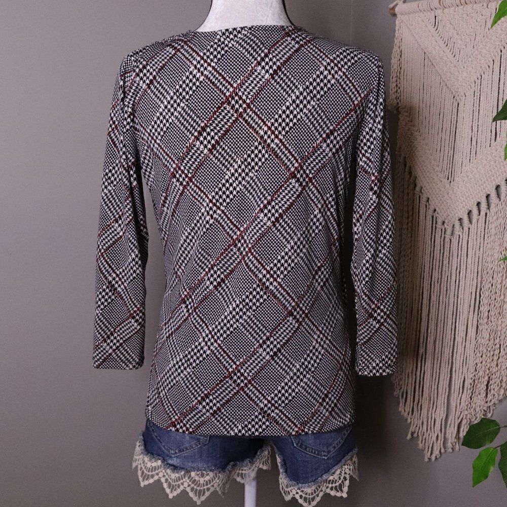‎Charter Club | Stretch Knit Printed Wrap Top Small - Picture 5 of 6